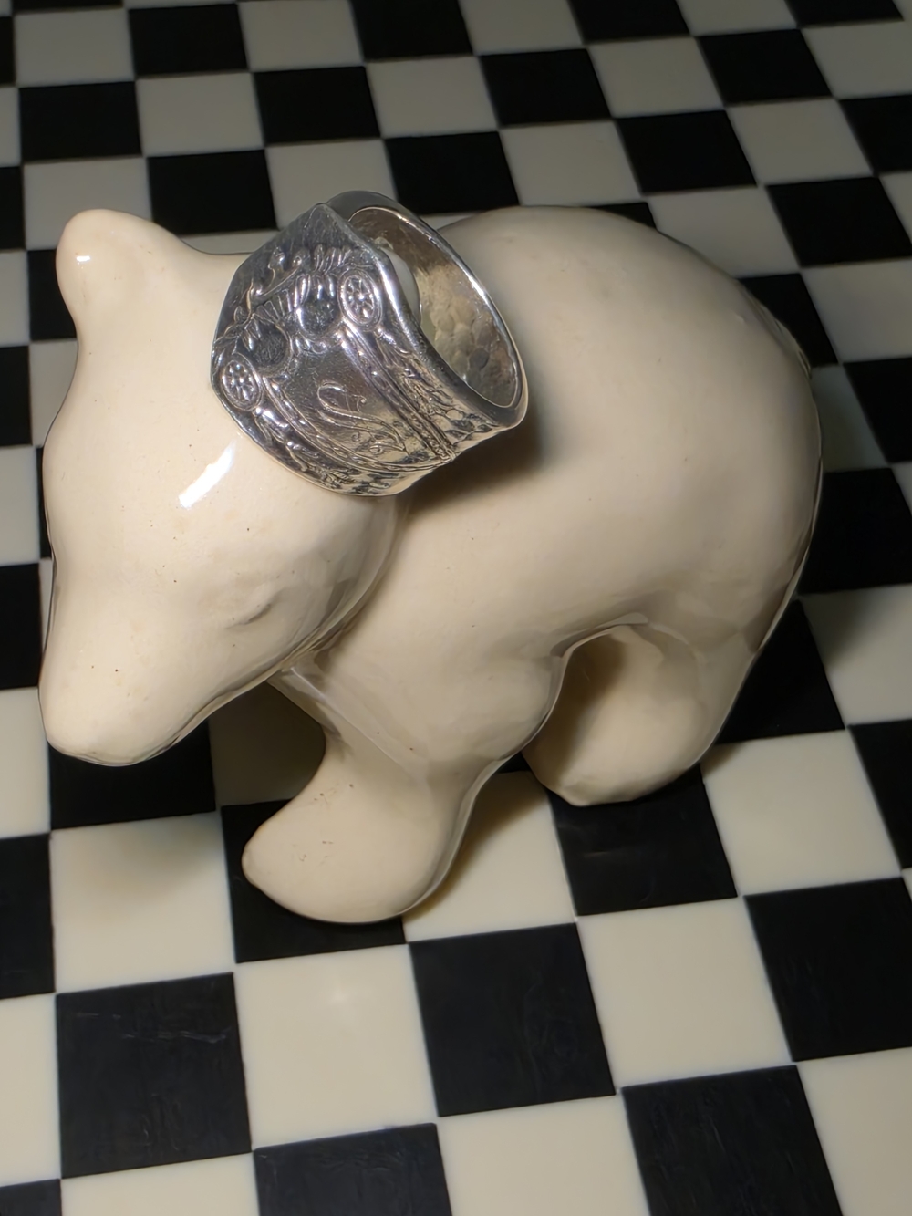 Silver Engraved Spoon Ring
